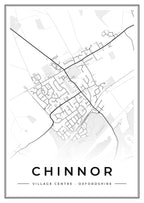 Street map poster of Chinnor village centre, Oxfordshire