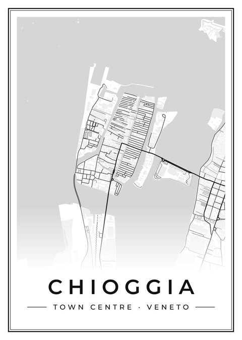 Chioggia Town Centre Street Map Poster