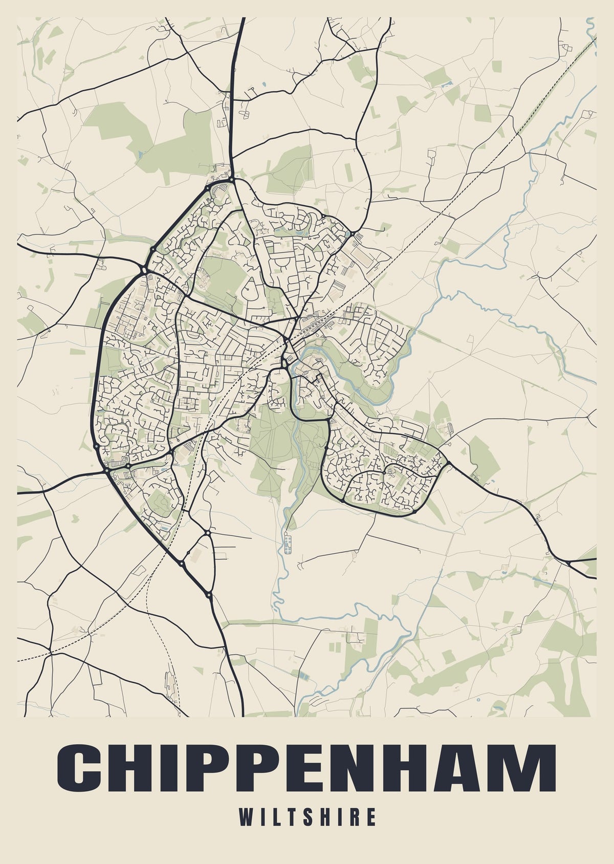 Street map poster of Chippenham, Wiltshire