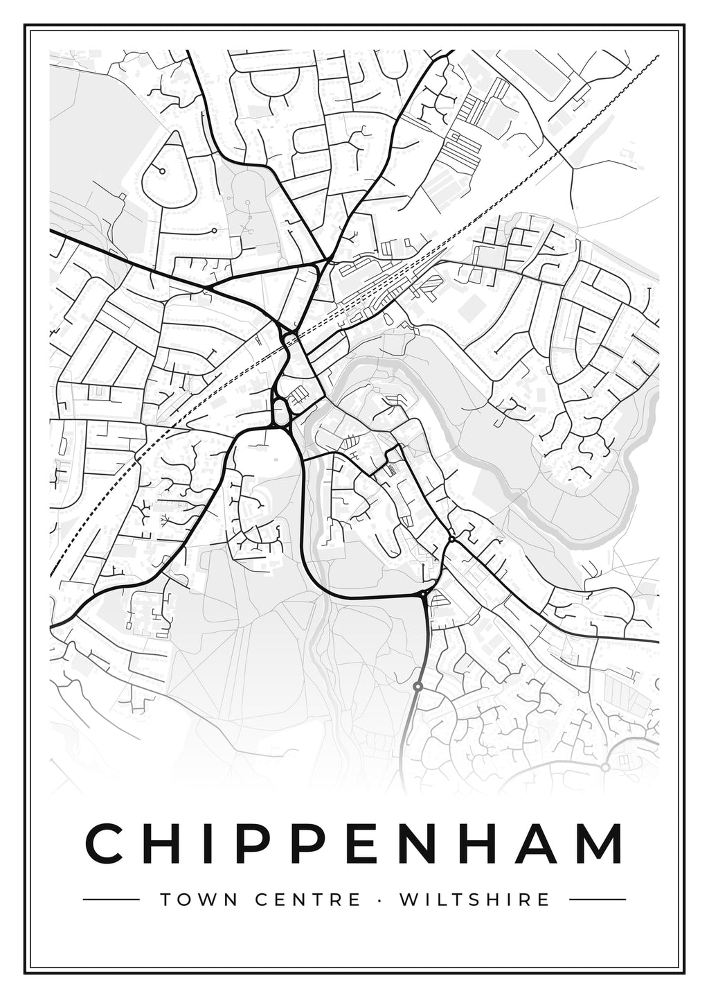 Street map poster of Chippenham town centre, Wiltshire