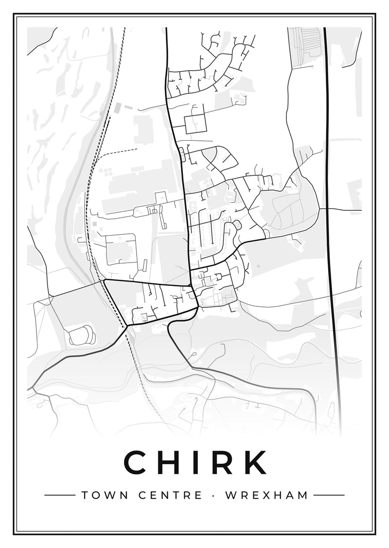 Chirk Town Centre Street Map Poster