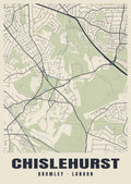 Heritage street map poster of Chislehurst, Bromley, London