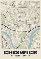 Heritage street map poster of Chiswick, Hounslow, London