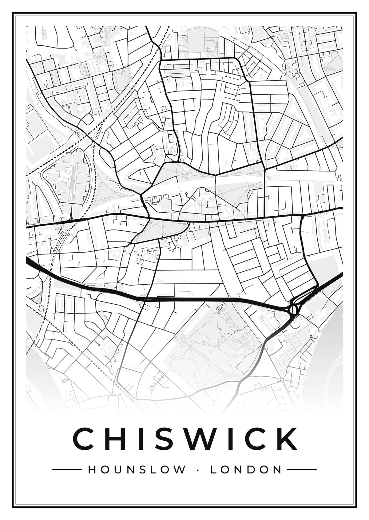 Street map poster of Chiswick, Hounslow, London