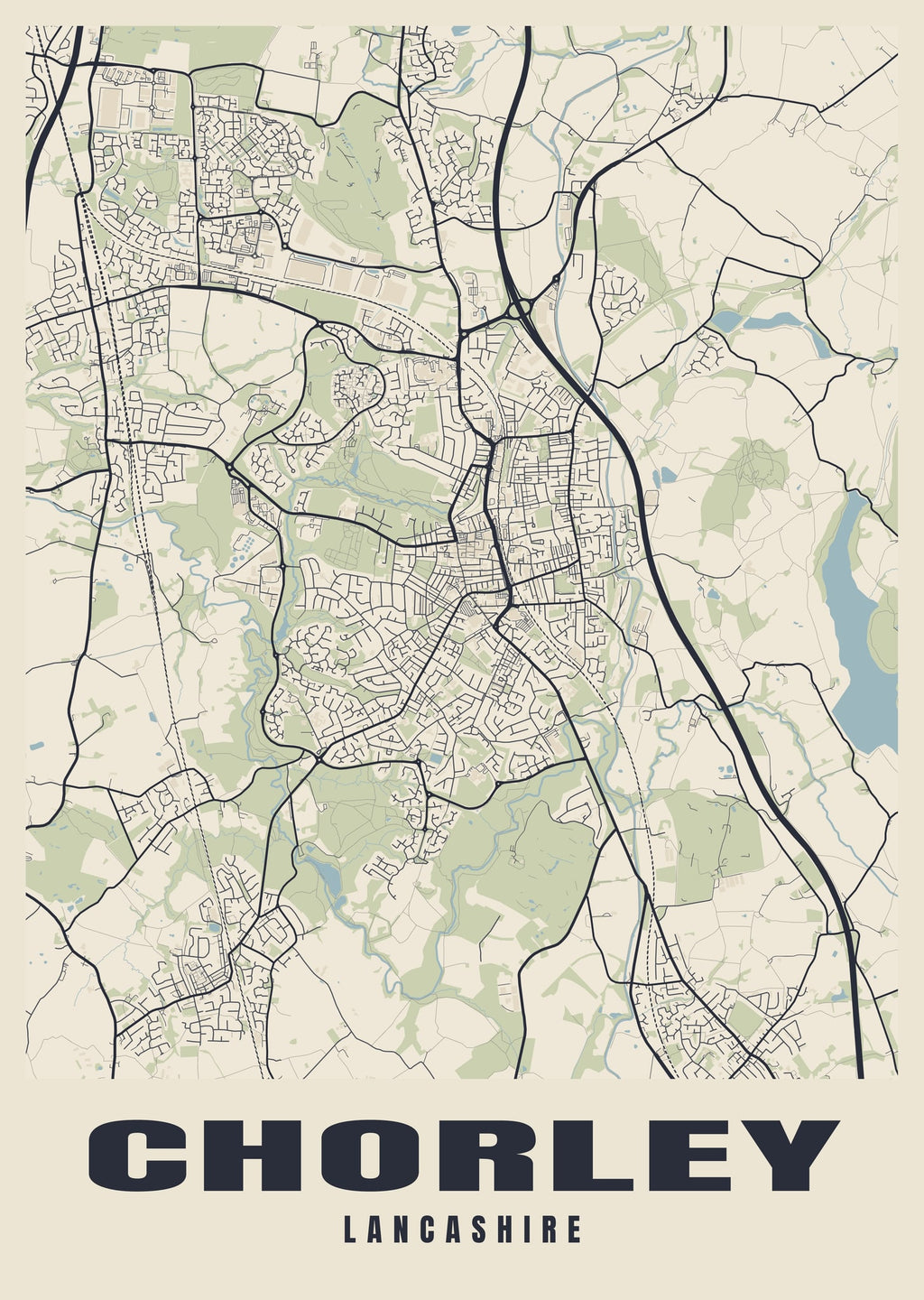 Street map poster of Chorley, Lancashire
