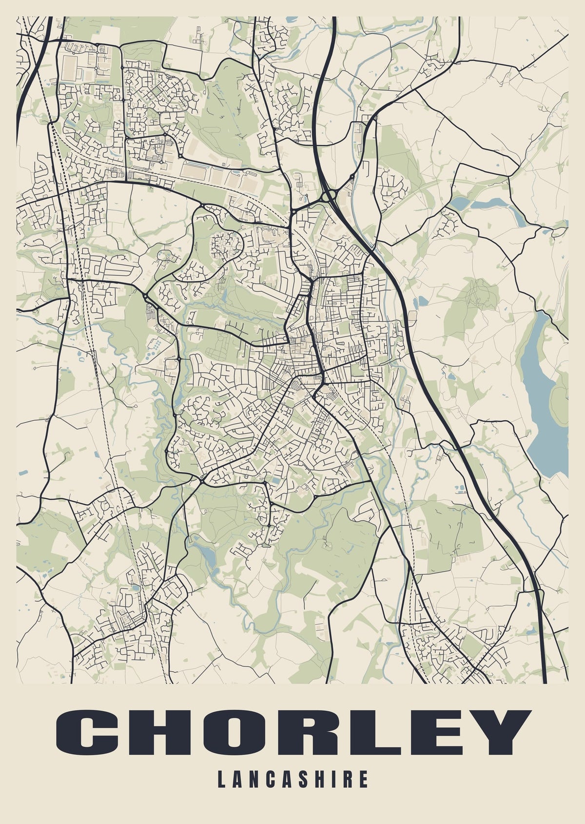 Street map poster of Chorley, Lancashire