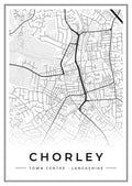 Street map poster of Chorley town centre, Lancashire
