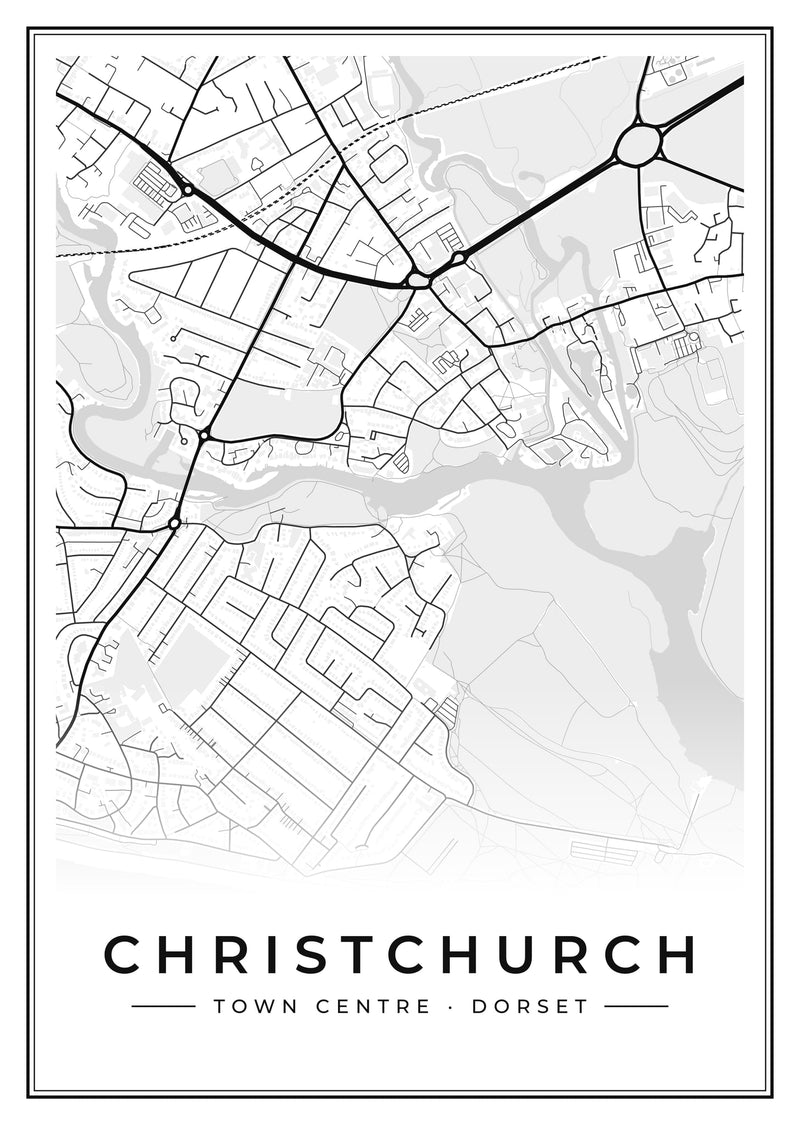Christchurch Town Centre Street Map Poster