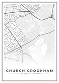 Street map poster of Church Crookham village centre, Hampshire