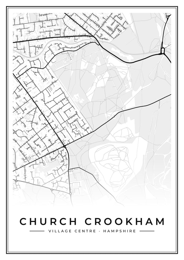 Church Crookham Village Centre Street Map Poster