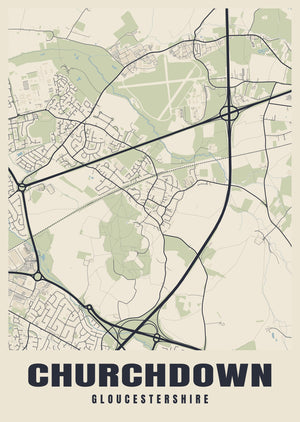 Churchdown Street Map Poster