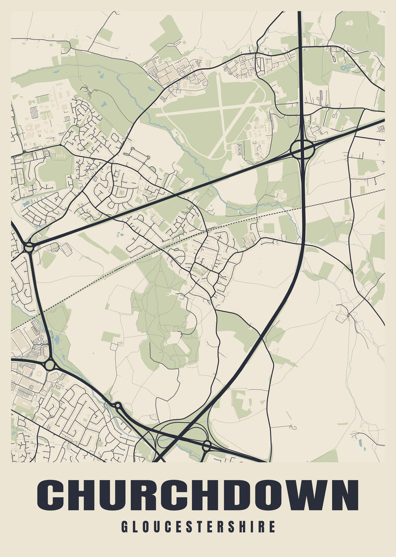 Churchdown Street Map Poster