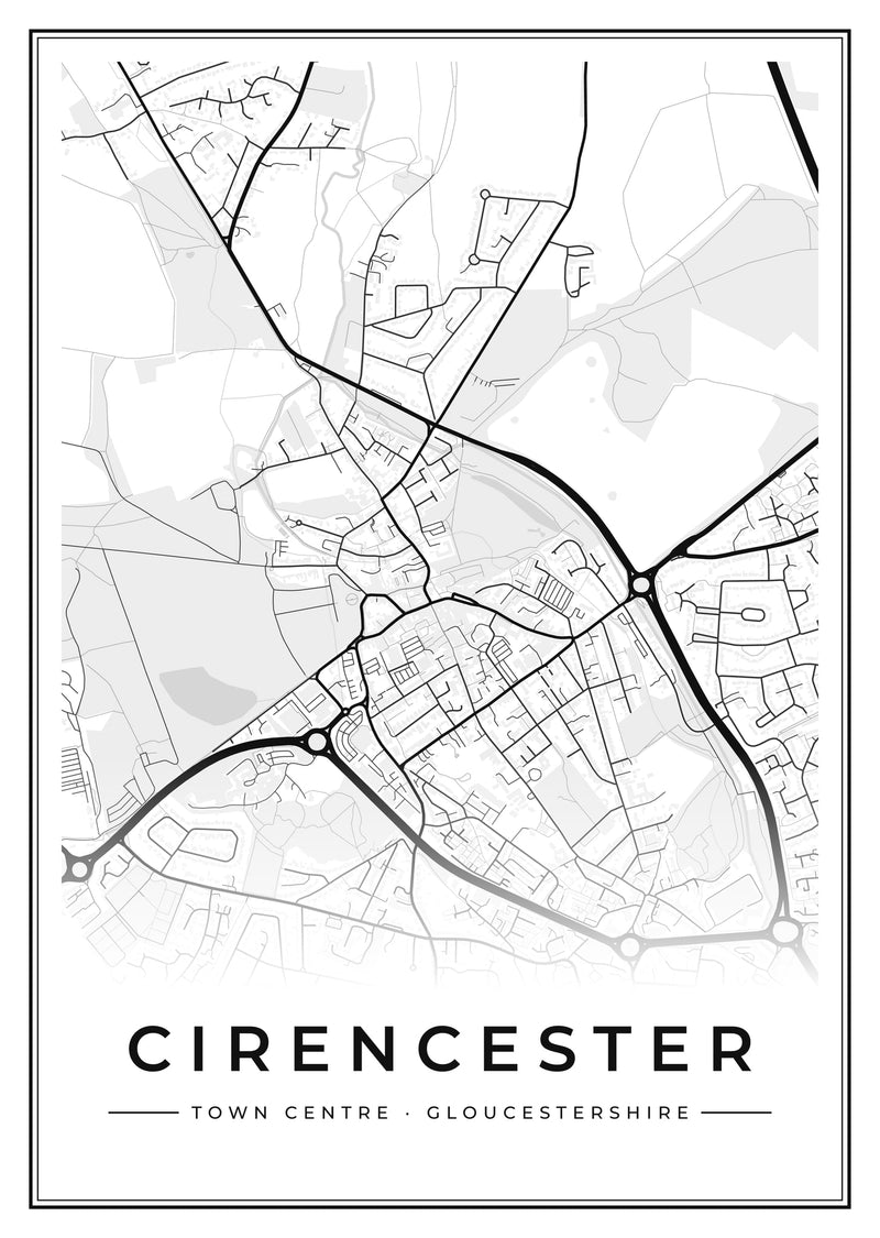 Cirencester Town Centre Street Map Poster