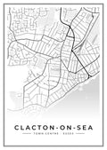 Street map poster of Clacton-on-Sea town centre, Essex