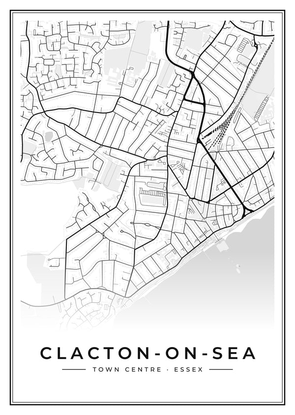 Clacton-on-Sea Town Centre Street Map Poster