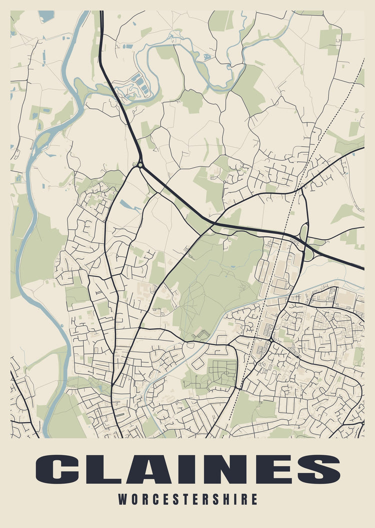 Claines Street Map Poster