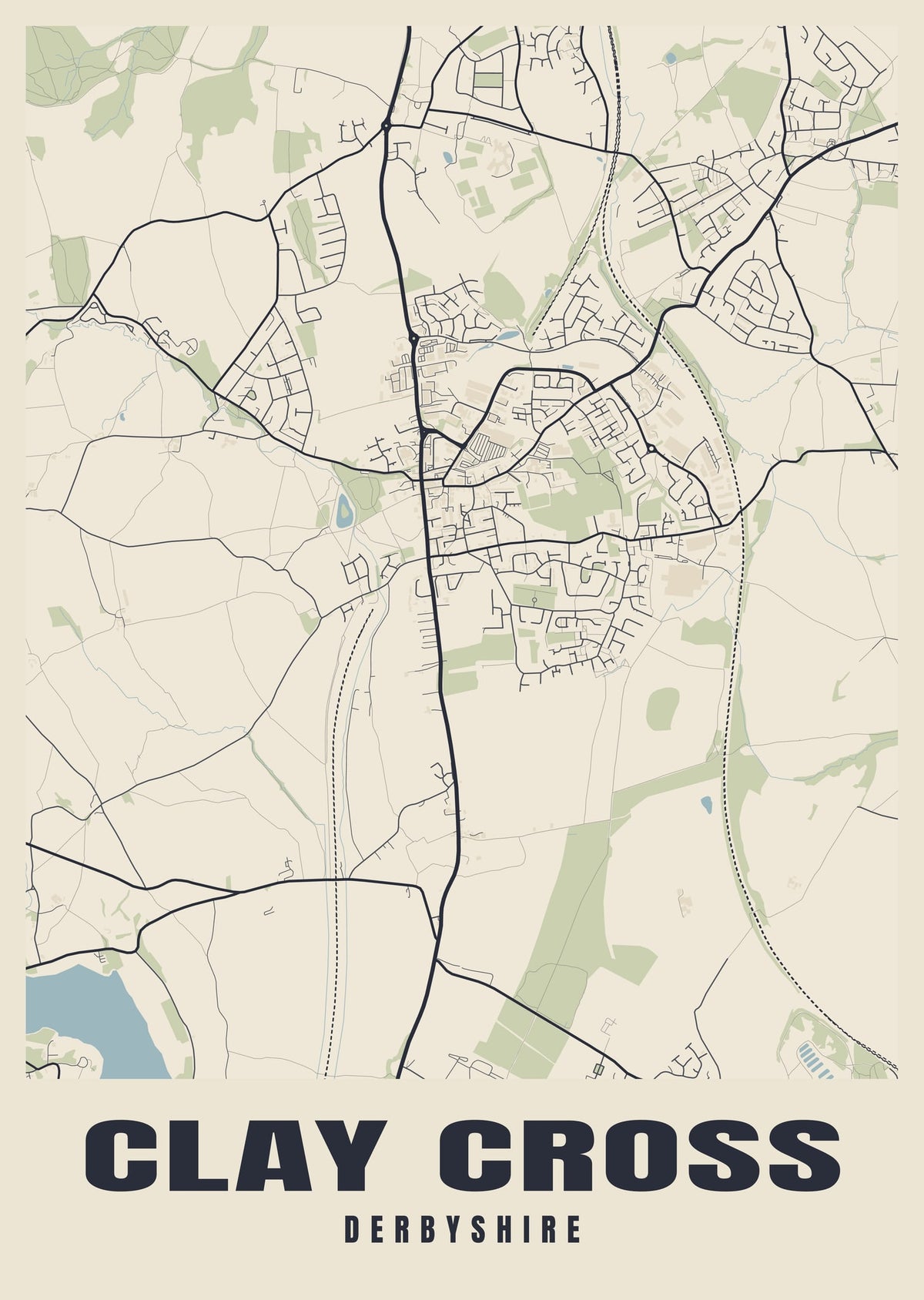 Street map poster of Clay Cross, Derbyshire