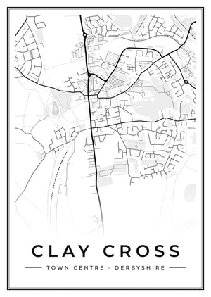 Clay Cross Town Centre Street Map Poster