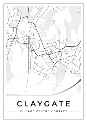 Claygate Village Centre Street Map Poster