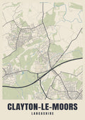 Street map poster of Clayton-le-Moors, Lancashire