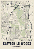 Street map poster of Clayton-le-Woods, Lancashire