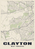 Street map poster of Clayton, West Yorkshire