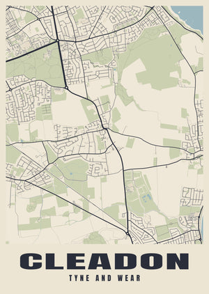 Cleadon Street Map Poster