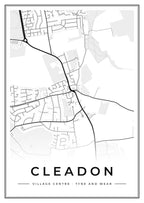 Street map poster of Cleadon village centre, Tyne and Wear