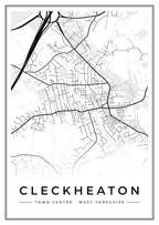 Street map poster of Cleckheaton town centre, West Yorkshire