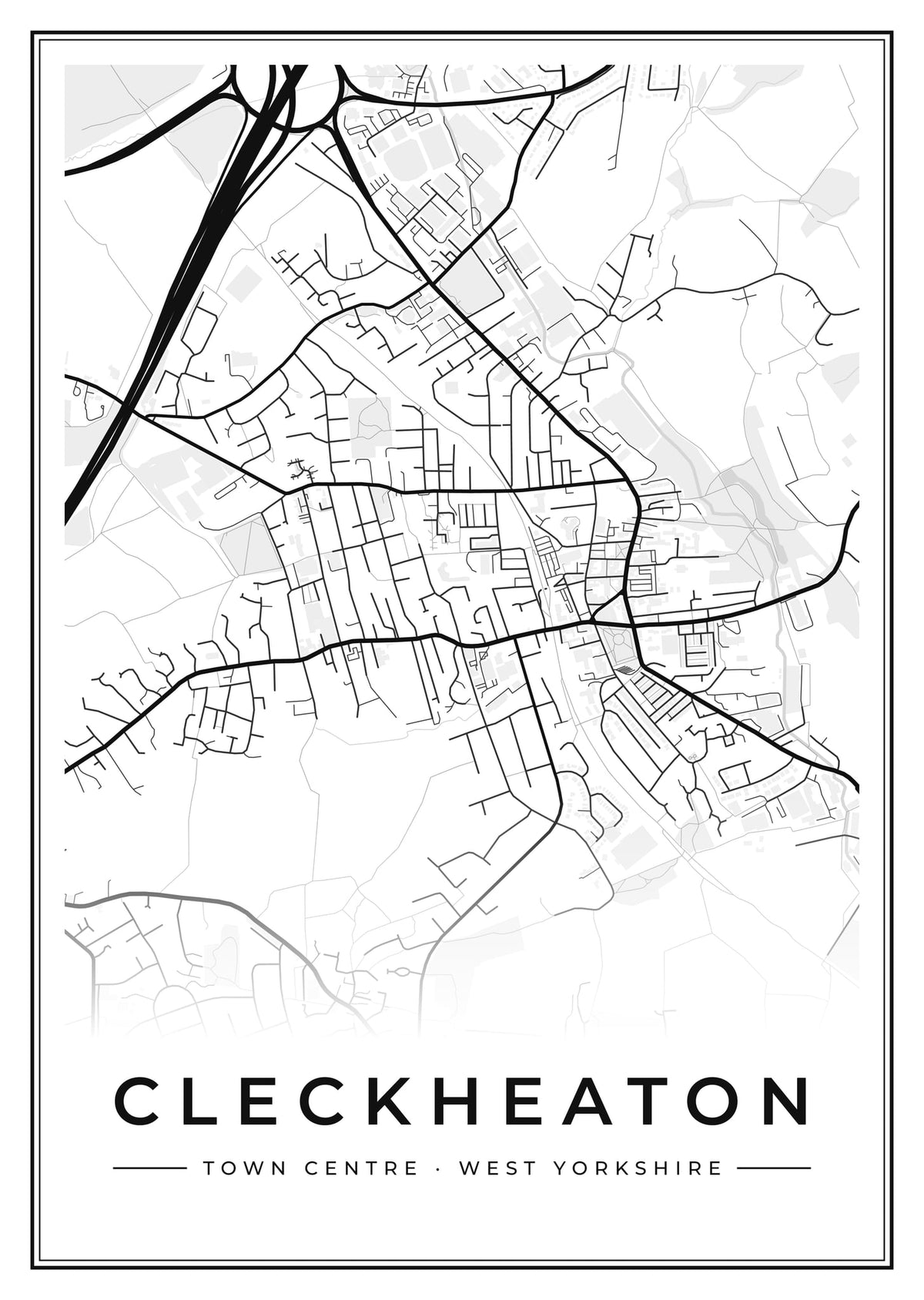 Street map poster of Cleckheaton town centre, West Yorkshire