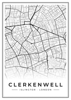 Street map poster of Clerkenwell, Islington, London