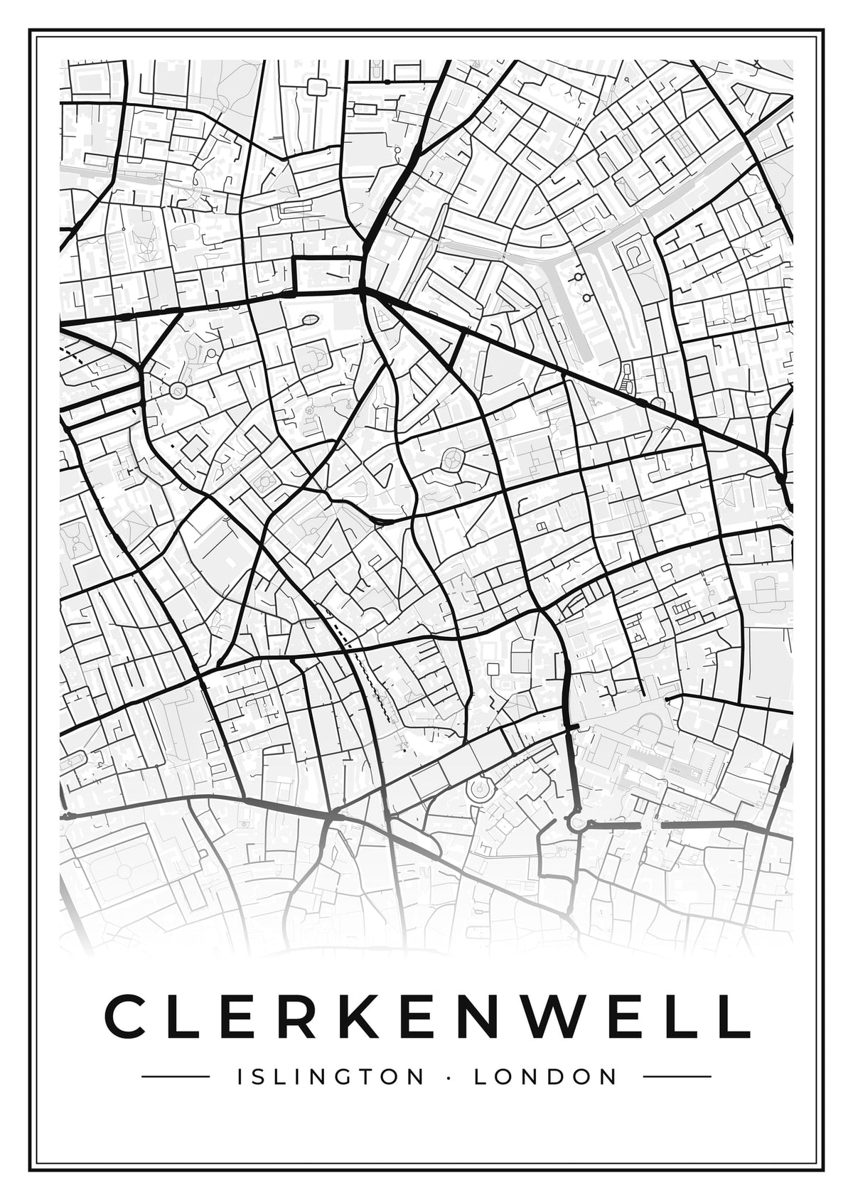 Street map poster of Clerkenwell, Islington, London