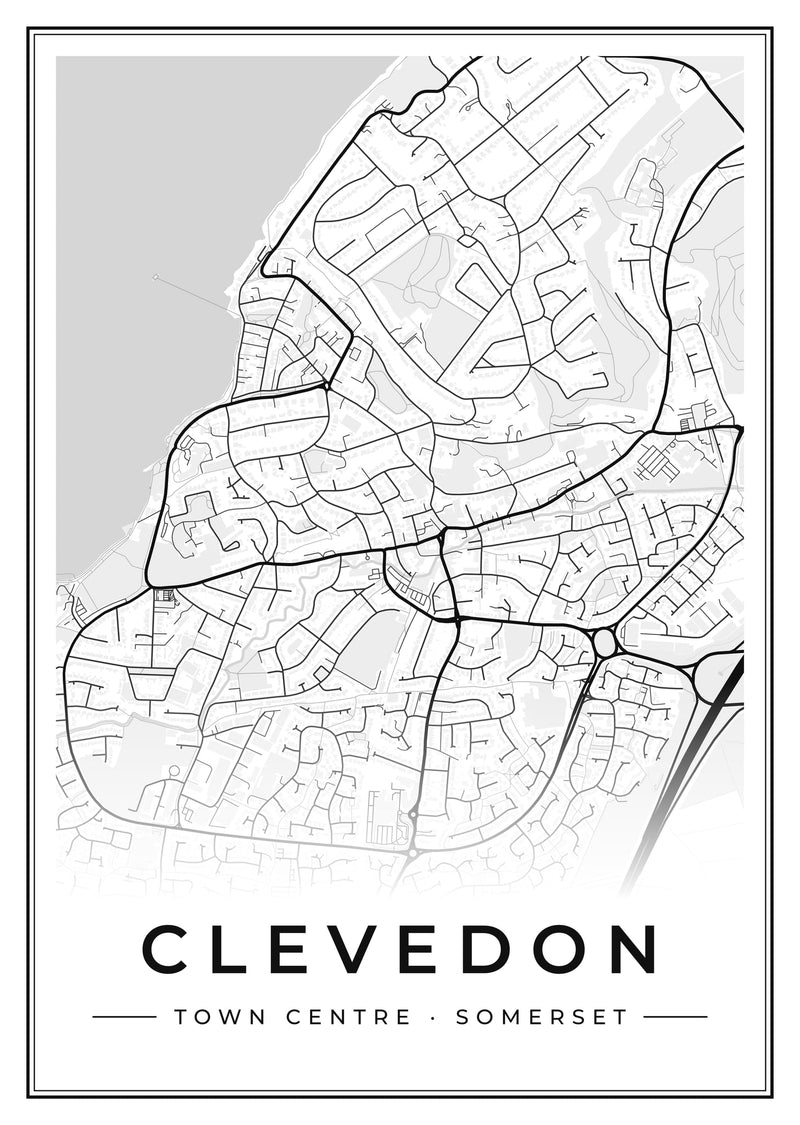 Clevedon Town Centre Street Map Poster