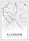 Street map poster of Clisson town centre, Pays de la Loire