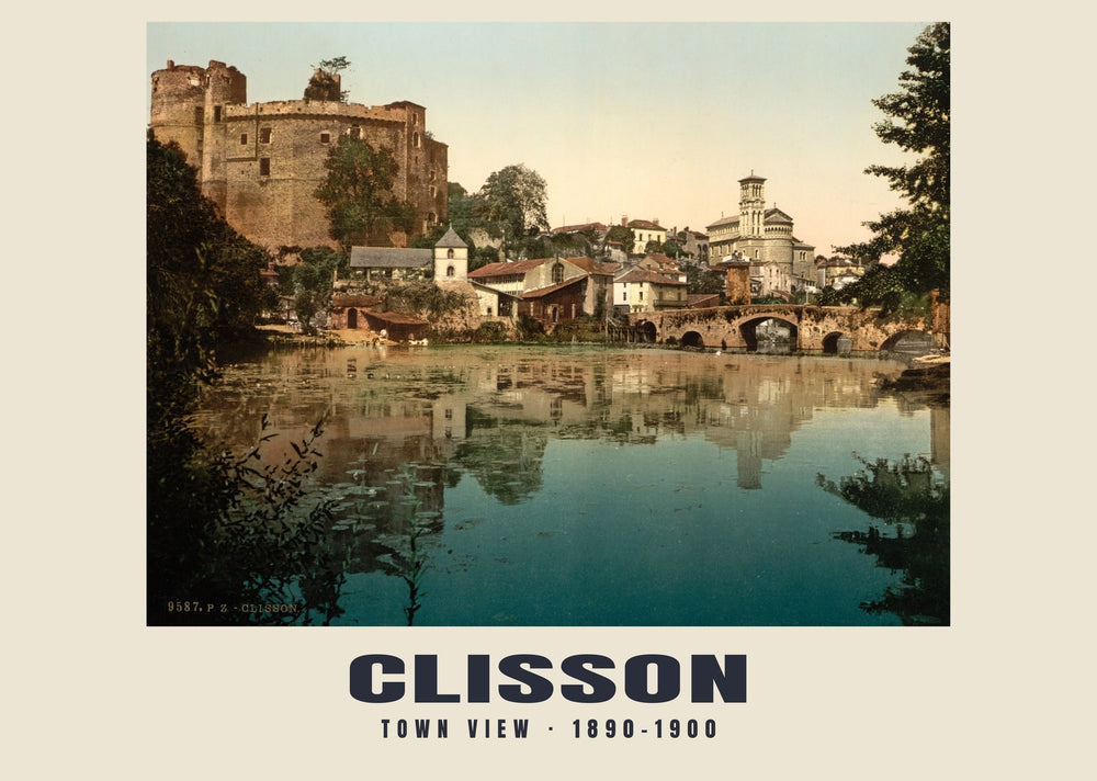 Stadsgezicht, Clisson — 1890–1900 · Historische fotochroomprint