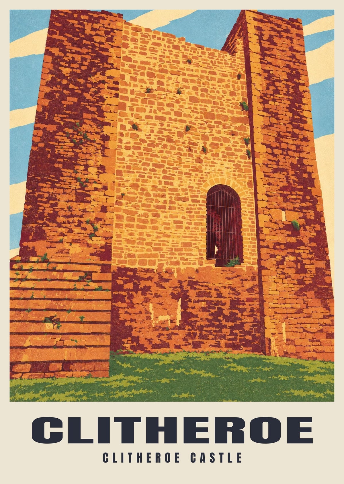 Clitheroe Castle poster, Retro Railway style