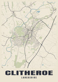 Street map poster of Clitheroe, Lancashire