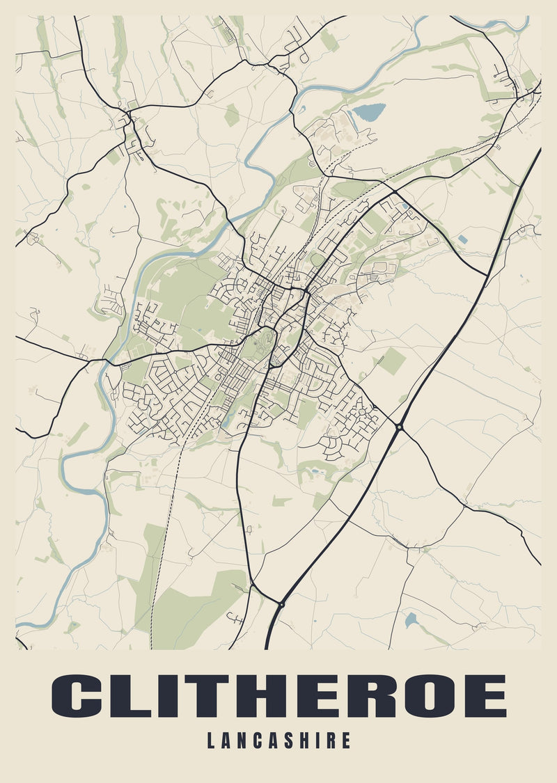 Clitheroe Street Map Poster