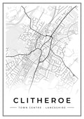 Street map poster of Clitheroe town centre, Lancashire
