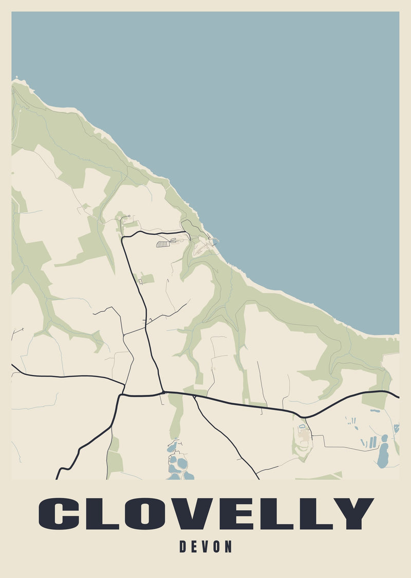 Clovelly Street Map Poster