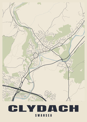 Clydach Street Map Poster