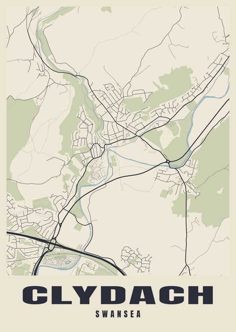 Clydach Street Map Poster