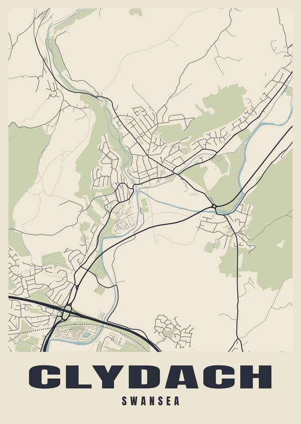 Clydach Street Map Poster