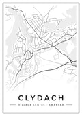 Street map poster of Clydach village centre, Swansea