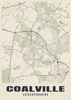 Street map poster of Coalville, Leicestershire