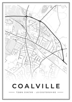 Street map poster of Coalville town centre, Leicestershire