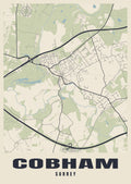 Street map poster of Cobham, Surrey