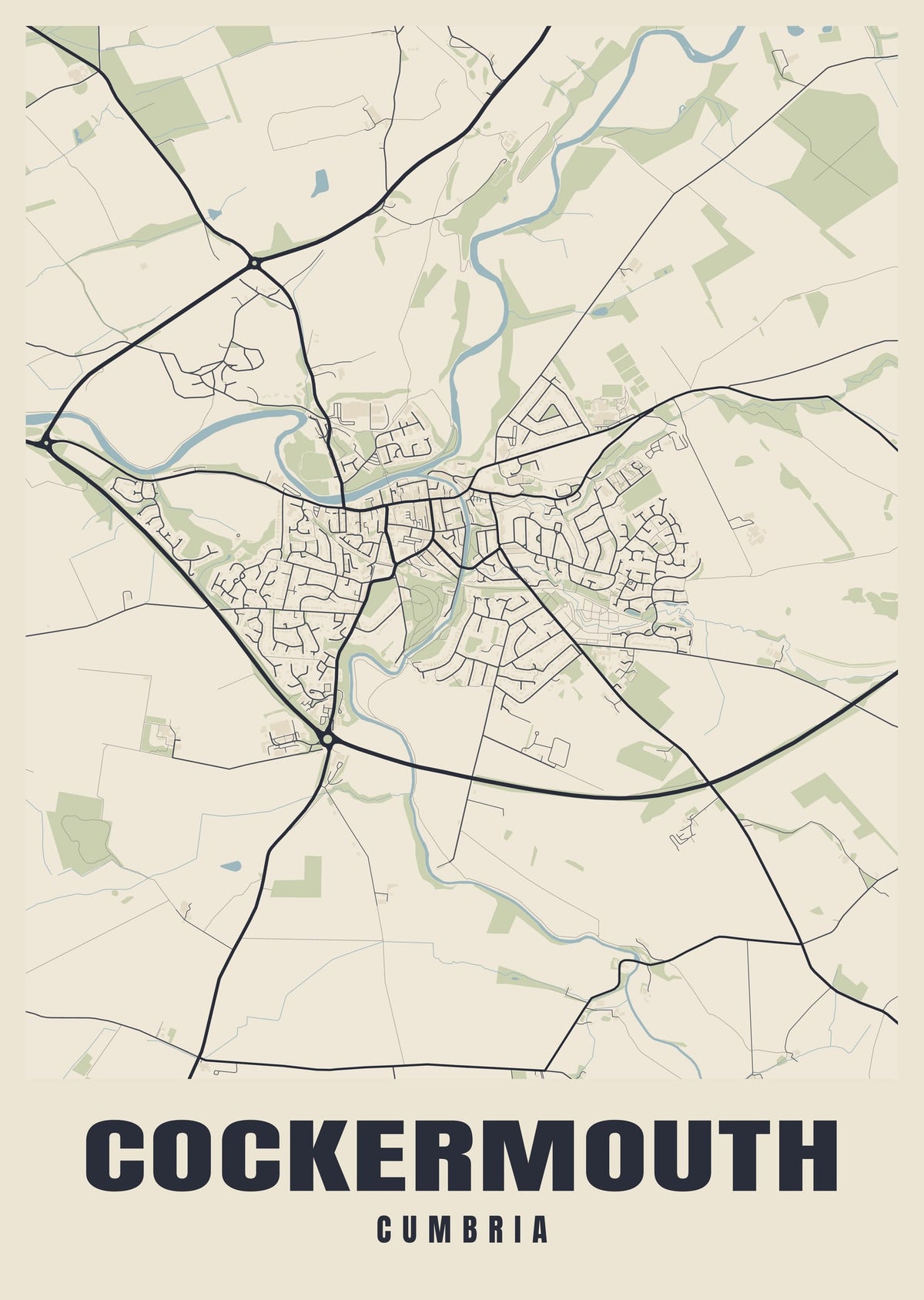 Street map poster of Cockermouth, Cumbria