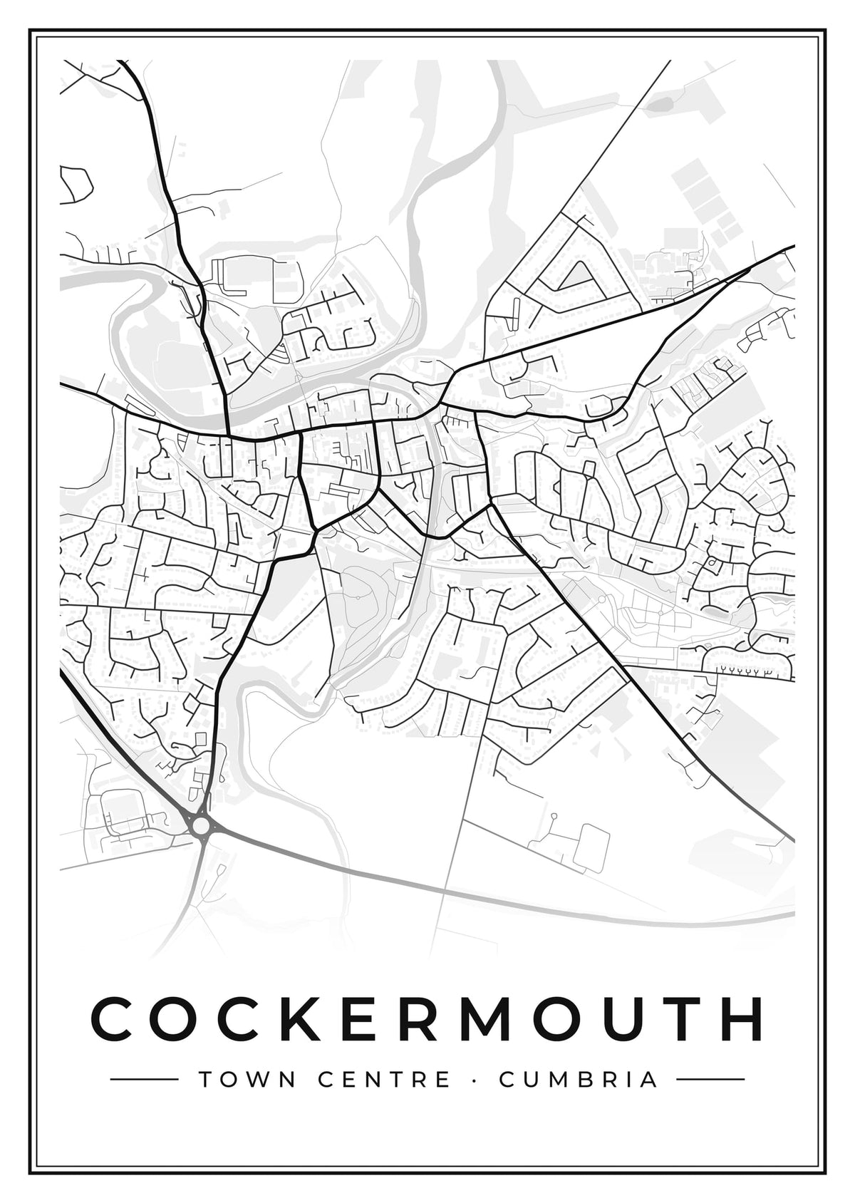 Street map poster of Cockermouth town centre, Cumbria