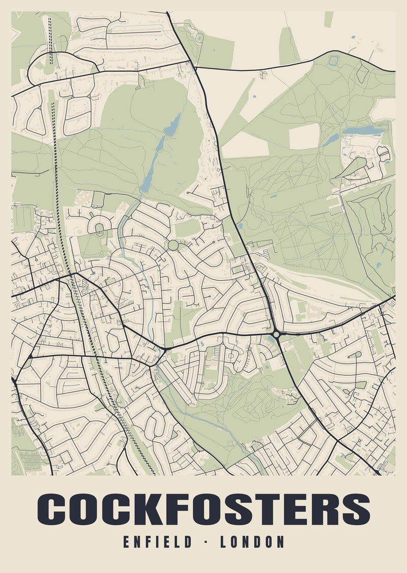 Cockfosters Heritage Street Map Poster
